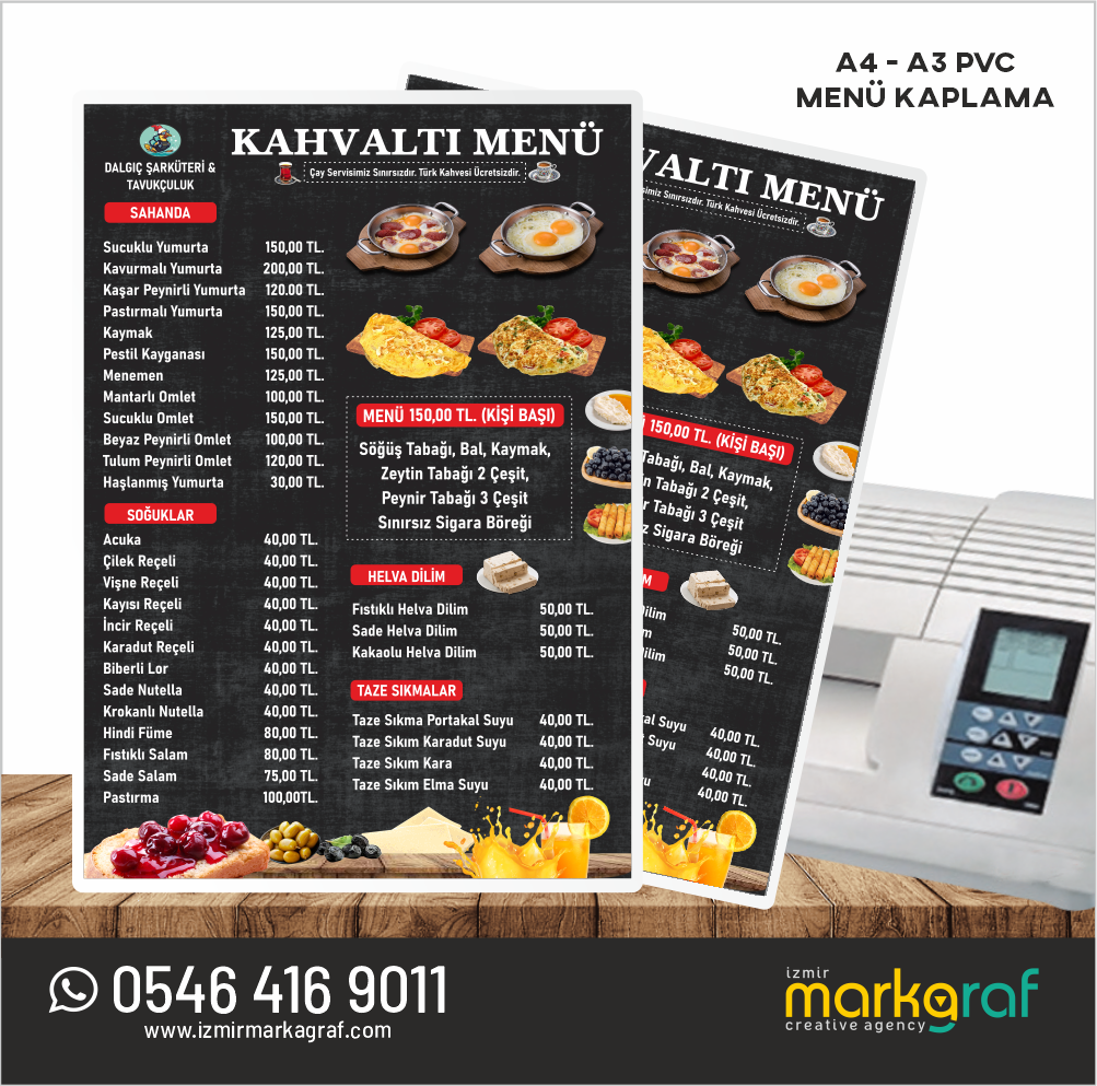 izmir pvc menü baskı, PVC menü baskı izmir, pvc kaplama menü baskı fiyatları izmir, konak pvc menü baskı